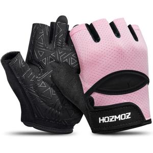 HOZMOZ Ventilated Weight Lifting Gloves, Thick Padded Workout Gym Gloves with Full Palm Protection & Grip & Shock Absorption for Women & Men's Fitness Exercise Training, 265803