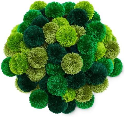 Gemscream 50 Pcs 3 Inch Green Yarn Pom Poms for Crafts Large Fuzzy Pompoms Big Pom Balls for DIY Hats Holiday Party Hanging Ornaments Home Decor