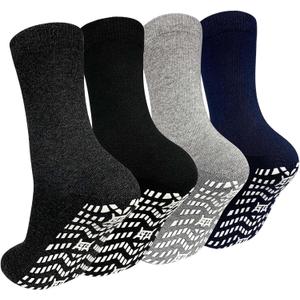 ZAKASA Non Slip Grip Socks - Non Skid Crew Grippy Socks for Men Women Anti Slip Grippers for Elderly Hospital Yoga Pilates (Black, L)