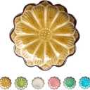 Ceramic Spoon Rest for Stove Top, Flower Cute Spoon Rest for Kitchen Counter, Cooking Spoon Holder for Kitchen Counter, Utensil Rest Spatula Rest Ladle Holder Tong Rest, 1 PC (Crack Deco, Fall yellow)