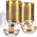Potchen 100 Pcs Mini Cupcake Boxes Containers with Lids Brownie Cupcakes Mini Cake Containers with Clear Dome Lids for Desserts Cupcake Pans Cheesecake Cake Wedding Birthday Party Buffet, Gold