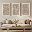 3 Piece Framed Neutral Botanical Wall Art Set, Large Farmhouse Floral Canvas Prints Paintings, Minimalist Wildflower Plant Artwork Decor for Living Room Bedroom Dining Room 16x24 Inch, 16W" x 24H"x3Pcs