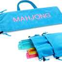 Mahjong Rack Bag for Mahjong Game Storage 22 x 9 Inches Outer Bag with Handle Zipper & Inner Pocket Tiles Racks Game Accessory Card Pushers Carrying Fits All Types of Racks(Blue)