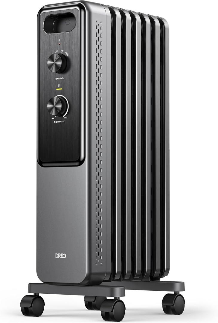 DREO Radiator Heater, Dual Knobs, 8 Safety Protection, 1500W Electric Space Heaters for Indoor Use Large Room, Energy Saving, Quiet Oil Filled Radiator for Bedroom, Adjustable Thermostat