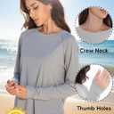 Womens Long Sleeve Shirts Workout Gym Top Activewear Running Hiking Athletic Exercise Shirt Rash Guard (Gray, L)