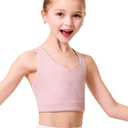 IFNOW Girls Sports Bra Kids Strappy Scoop Neck Bra Crop Top Training Bra for Dance Yoga 5-14 Years