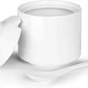 HAOTOP 8 oz Sugar Bowl with Lid and Spoon,Ceramic Sugar Jar Sugar Dispenser Sugar Container Coffee Bar Accessories, Kitchen Countertop Canisters (White)