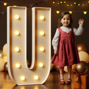Marquee Letters 4 Feet Tall Large Light Up Letters U Happy Birthday Decorations Marry Me Engagement Party Decor Yellow Light Birthday Decorations Balloon Arch Kit Foam Sign U