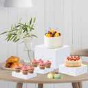 EI 8Pcs Acrylic Buffet Risers,High-end Classic Food Display Riser for Party,Catering,Jewelry Collectibles.White Heavy duty Dessert Table Display Set,Acrylic Cube Boxes Display Nesting Risers