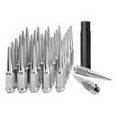 DYNOFIT 14mmx1.5 Wheel Spike Lug Nuts, 17 Chrome M14x1.5 Lug Nut, DYNOFIT 4.4 inch Tall Closed End Nuts with 1 Socket Key for Chevy Silverado GMC Sierra 1500 2500 3500,F-250 F-350 2003-2016