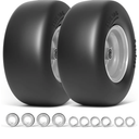 13x6.50-6 Lawn Mower Tires Flat Free, Zero Turn Mower Front Tires for Residential and Commercial, 13x6.5-6 Flat Free Tire and Wheel, 3/4" & 5/8" Bearing, 3.25"-7.65" Center Hub, 2Pack Gray