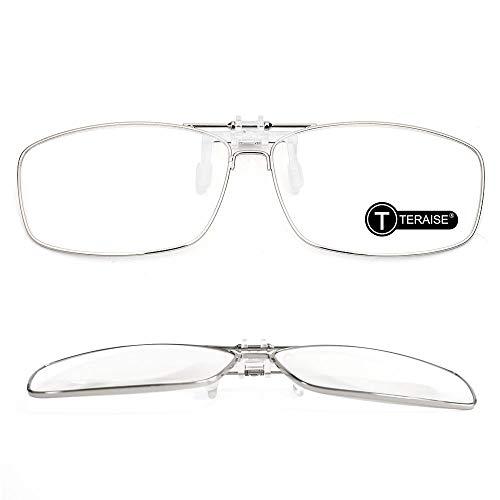 TERAISE Clip On Reading Glasses with Flip Up Function Metal full-Frame Clipped on prescription glasses Designed for myopia Fashion readers for men and women HD lens Portable glasses case(1.5X)