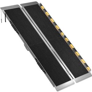 5FT Portable Wheelchair Ramp, Aluminum Folding Handicap Ramp with Handle, Threshold Wheel Chair Ramp for Home Steps, Stairs, Entry, Curbs, Doorways, Non-Skid, Mobility Scooter Compatibility