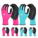 DT 6 Pairs Garden Gloves, Work Gloves with Latex Coating, Pink & Blue, Large, for Gardening, Yard Work