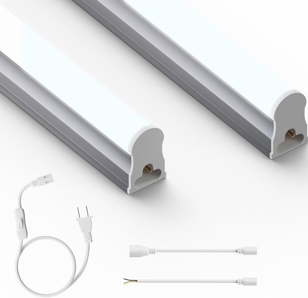 4FT LED Shop Lights 2 Pack, 2000LM 6500K T5 Light Fixture 20W
Super bright white integrated lights for garage, gym & ceiling. Linkable plug & play design with FCC certification.
