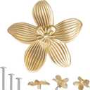 8 Pack 2.4 Inch Brushed Gold Flower Cabinet Knobs, Vintage Floral Drawer Pulls Decorative Dresser Handles for Furniture, Vanity, Closet, Bathroom Unique Antique Hardware