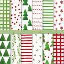 JarThenaAMCS 24 Sheets Christmas Pattern Paper Watercolor Xmas Tree Stripe Scrapbook Specialty Paper Double Sided Red Green Art Papers for DIY Crafts Supplies, 6 x 6 Inch