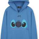 Disney Stitch Hoodie for Girls Teens Soft Hooded Sweatshirt Warm Pullover Sweater Activewear Sports Youth Hoodie Stitch Gifts (7-8 Years, Blue)
