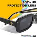 VISOONE Chunky Rectangle Sunglasses Women Men 90s Vintage Retro Accessories UV400 Protection Narrow Square Shades Harmony (Black)