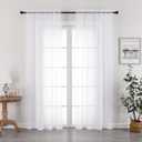 OVZME White Sheer Curtains 90 Inches Long 2 Panels - Soft Light Filtering Window Sheer Panels for Living Room/Bedroom, Top Dual Rod Pocket, 1 Pair, Each 42Wx90L Inches
