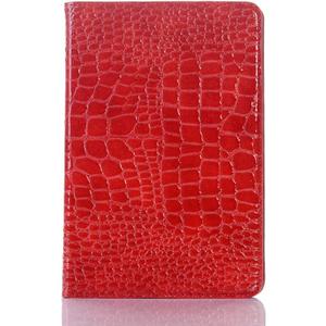 For iPad Mini 5th 4th Case, Crocodile Reflector Leather Stand Folio Case Smart Cover, Auto Sleep/Wake, Card Holder, Classic Fashion Protector for iPadMini 4/5 7.9 Inch - Red