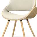 SIMPLIHOME Malden Dining Chair in Light Wood, Natural Linen Look Fabric, 22.8" W x 20.9" D x 30.9" H, Mid-Century Modern Style for Dining Room