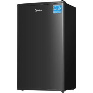 Midea MERM33S1ABB Mini Fridge, 3.3 Cu.ft Compact Fridge with Internal Light, Adjustable Thermostat, Reversible Door, Low Noise for Dorm, Office, Bedroom Black