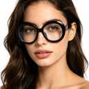 willochra Oversized Spring hinge Readers Blue Light Blocking Computer round Reading Glasses for Women Men, 1.5