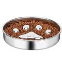 AIPERRO Slow Feeder Dog Bowls 304 Stainless Steel, 2 Cups Metal Food Bowls, Water Bowl for Small & Medium Sized Dogs, Fun Bloat Stop Pet Fast Eaters