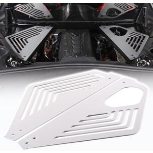 Engine Bay Panel Cover Compatible with Chevrolet Corvette C8 2020-2023, Aluminum Alloy Rear Engine Covers Left Right Engine Case Guards Protector Splash Shield, C8 Accessories 2PCS (Silver)
