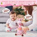 Dancing Talking Giraffe with Golden Antlers Toy, Interactive Plush Toy Repeating What You Say, Glowing Musical Electronic Giraffe with Golden Anlters, for Toddlers 1-3 Years Old (Pink)