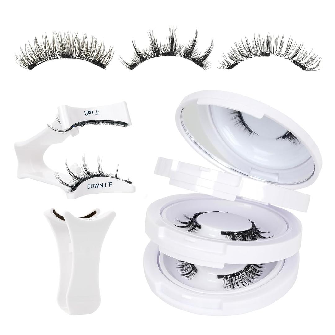 Mayhug Magnetic Eyelashes 3 Pairs, Reusable Magnetic Lashes with Applicator No Glue Needed Lash Clusters Kit Natural Look, Easy to Wear and Remove (3 Pairs-Kit 6)