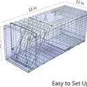 Faicuk Large Collapsible Humane Live Animal Cage Trap for Raccoon, Opossum, Stray Cat, Rabbit, Groundhog and Armadillo 32 x 11 x 13 Inch