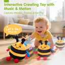 hahaland Tummy Time Bouncing Bee Toy for 6-12 Month, Musical Dancing Plush Bee Baby Toys 9 Month Old, Vibrating & Buzzing Bee Toy Gifts for 1 Year Old Boy & Girl