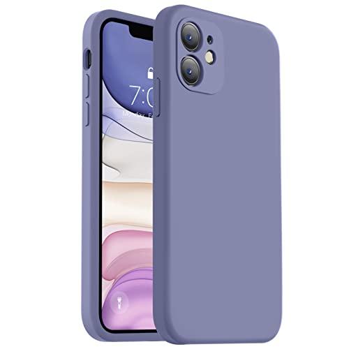 Vooii Compatible with iPhone 11 Case, Upgraded Liquid Silicone with [Flat Edges] [Camera Protection] [Soft Anti-Scratch Microfiber Lining] Phone Case for iPhone 11 6.1 inch - Lavender Grey