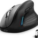 Ergonomic Mouse, E-YOOSO Wireless Vertical Mouse with 6 Buttons, 5 Adjustable DPI Levels, Up to 4800 DPI, 2.4G and Bluetooth Rechargeable Optical Vertical Mice for Windows, Mac, Laptop, Desktop (Gray)