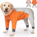 Dog Full Body Winter Coat, Waterproof Fleece Jacket for Small Medium Large Dogs Reflective Snowsuit with Zipper for Outdoor Skating (Orange, 4XL(Weight 50-70 lbs))