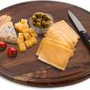 16 Inches Round Walnut Wood Cutting Board for Kitchen, Wooden Chopping Board With Juice Grooves