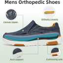 OrthoComfoot Men's Orthopedic Comfortable Slip-On Shoes with Arch Support, Orthotic Loafers for Plantar Fasciitis, Canvas Leisure Vintage Flat Walking Shoes for Foot and Heel Pain Relief, Size 11