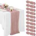 10 Pack Dusty Pink Cheesecloth Table Runner 10FT Boho Gauze Fabric Table Runner Vintage Rustic Sheer Runners for Wedding Party Bridal Baby Shower Long Table Decorations