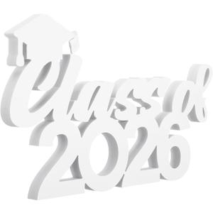 Class of 2026 Sign Graduation Party Decorations Props Grad Graduation Table Centerpieces for Party Supplies Class of 2026 Decorations(White)