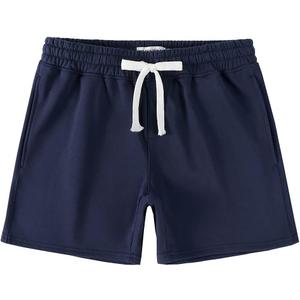 NIMENJOJA Mens 5.5" Athletic Gym Shorts Cotton Jogger Workout Lounge Jersey Zipper Pocket Sweat Shorts (Medium, Navy Blue)