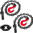 2-Pack Grade 80 Trailer Safety Chain 36 Inch, Black Electrophoresis Finish with 5/16'' Red Clevis Snap Hook and Chain Retainer | Heavy Duty Transport Chain WLL 25,000 lbs for Towing