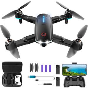 Drone with Camera, 1080P HD FPV Foldable Drone with Brushless Motor Optical Flow, One Key Take Off/Land, 360 Flip, Waypoint Fly, Gesture Selfie, 2 Batteries, Mini Drones for Kids Beginners