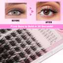 Lash Clusters Kit, DIY Cluster Eyelash Extensions 516mm,124pcs Fluffy D Curl Natural Lashes with Bond and Seal,Remover, TweezersNatural Fake Cat Eye Individual Manga Clusters 1-3-L