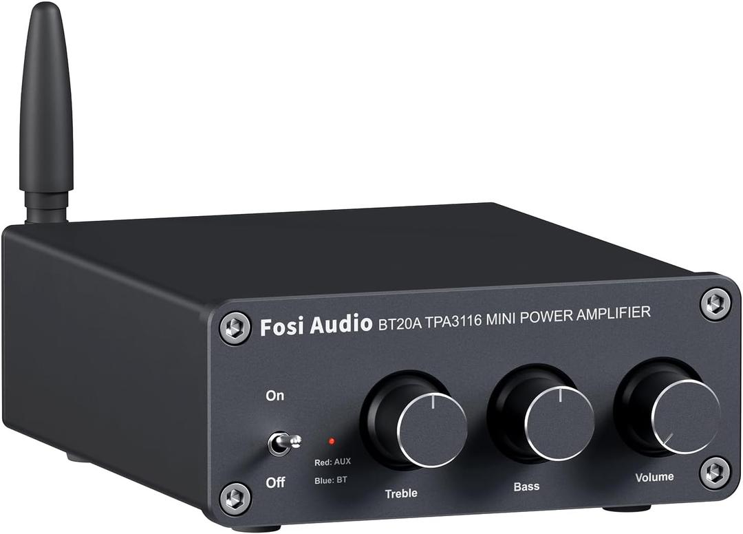 Fosi Audio BT20A Bluetooth Stereo Amplifier, 2 Channel Home Audio Component Amplifiers for Passive Speakers, Mini Class D Amp Receiver 200W for Indoor/Outdoor/Garage/Ceiling/Bookshelf Speaker