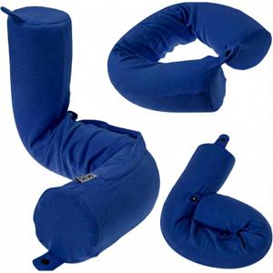 Dot&Dot Twist Memory Foam Travel Pillow for Airplanes - Travel Neck Pillow for Sleeping - Airplane Pillow for Neck Support - Adjustable, Bendable Neck Roll Pillow (Sapphire, One Size) (Standard (26"), Navy)