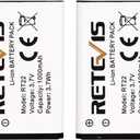 Retevis RT22 RT22S RT15 RT19 Battery Walkie Talkie Original Li-ion Battery 3.7V 1000mAh Compatible RT22 RT22S RT15 RT19 WLN KD-C1 Two Way Radio(2 Pack)