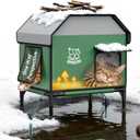 Apasiri Heated Outdoor Cat House for Winter: Insulated with Heating Pad, Indestructible Weatherproof Winter Shelter, Elevated Support to Keep Interior Dry for Stray Cats, Small (S(15.8"x14"x15"))