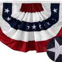 2 x Pleated Bunting American Flag Embroidered Stars for July 4th Independence Day